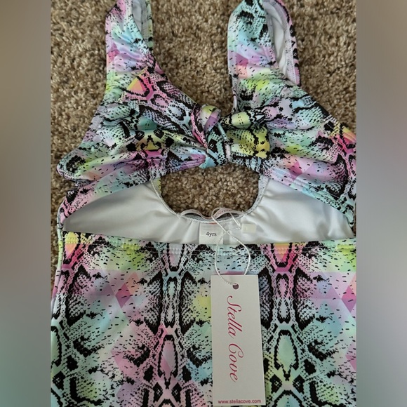 NWT and in Plastic Girls Stella Cove 4 Yrs Pastel Reptile Print Swimsuit - Picture 3 of 6